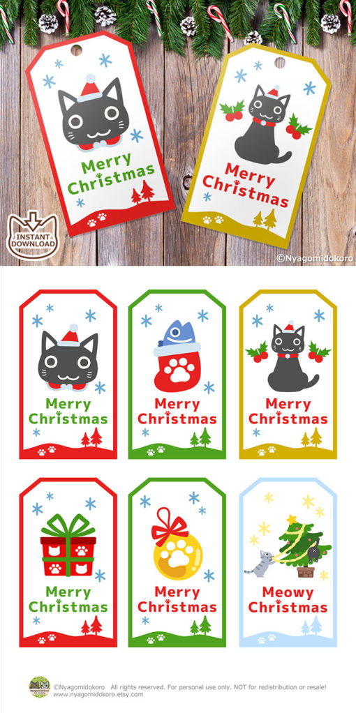 10 Printable Cat Christmas Gift Tags for Cat Lovers