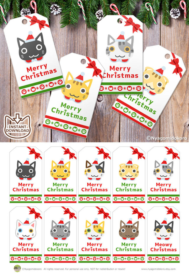 10 Printable Cat Christmas Gift Tags for Cat Lovers