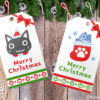 Santa Cats and Christmas Ornaments Gift Tags. Set of 6