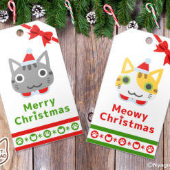 6 Cute Cats Faces Christmas Gift Tags
