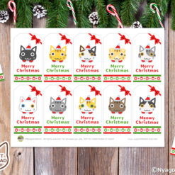 10 Cute Cats Faces Christmas Gift Tags