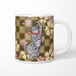 Sakura & Tabby Cat Coffee Mug (brown)