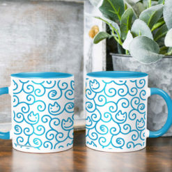 Cats Karakusa Coffee Mug (blue)