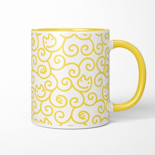 Cats Karakusa Coffee Mug (yellow)