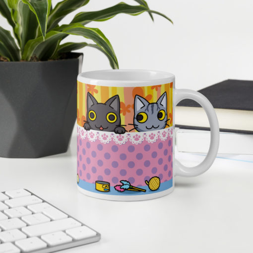 Black & Tabby Cat Coffee Mug