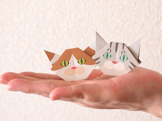 可愛い！簡単！猫を折る専用の折り紙