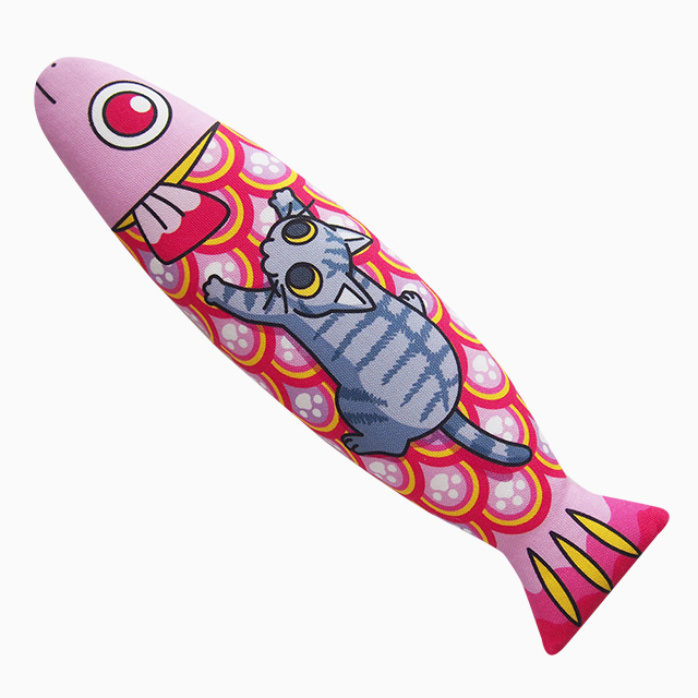 またたびのおもちゃ お魚猫キッカー サバトラ猫みゅ~
