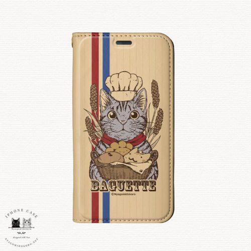 iPhone 手帳型ケース　猫パンとサバトラ猫